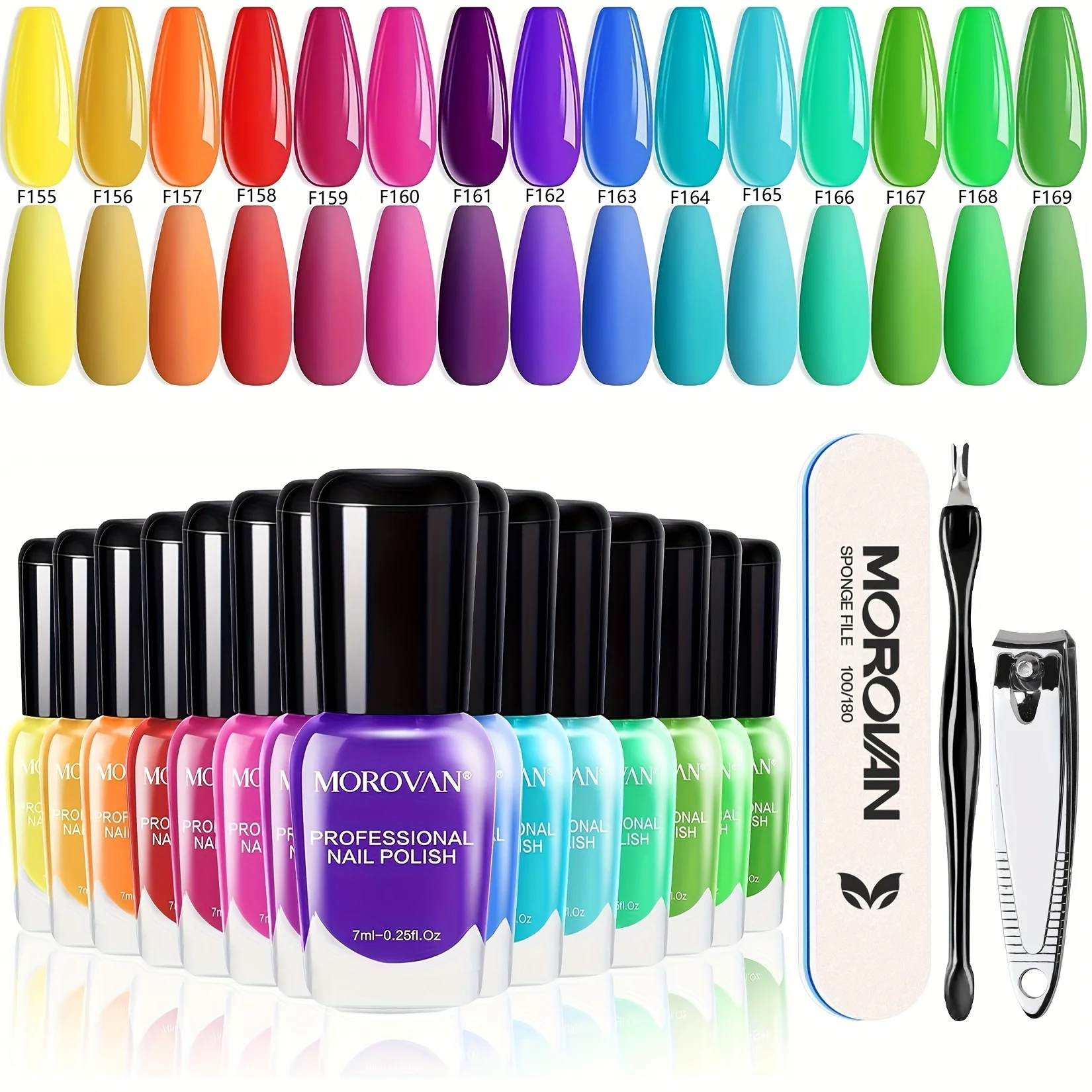 

Morovan 15 Bright Color 0.25oz Air Quick Dry Nail Polish Gift Set for Women