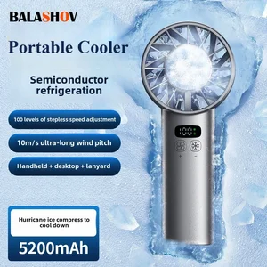 Ice compress high-speed cooling fan handheld fans USB Rechargeable portable mini fan LED Digital Display, Travel,Camping,Outdoor