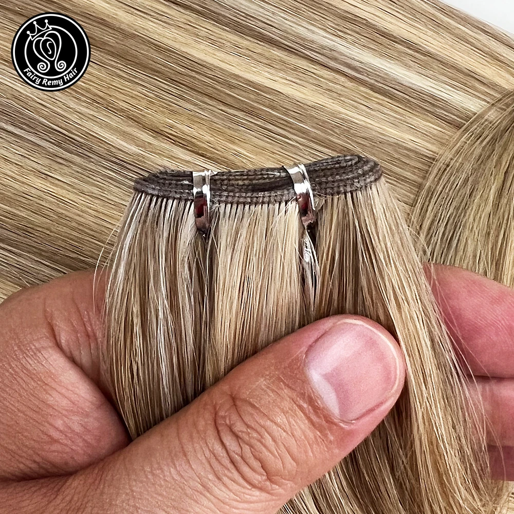 Extensions de cheveux naturels Remy, nickel é, trame invisible, 16-24 pouces