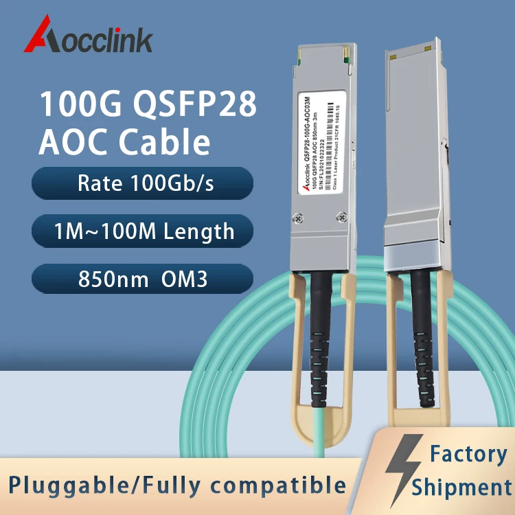 

AOC 100G QSFP28 Active Copper Cable, Ethernet Switch Customization, Compatible Mellanox, JUNIPER, LSZH, 850nm, 1M, 3M, 7M, 10M,