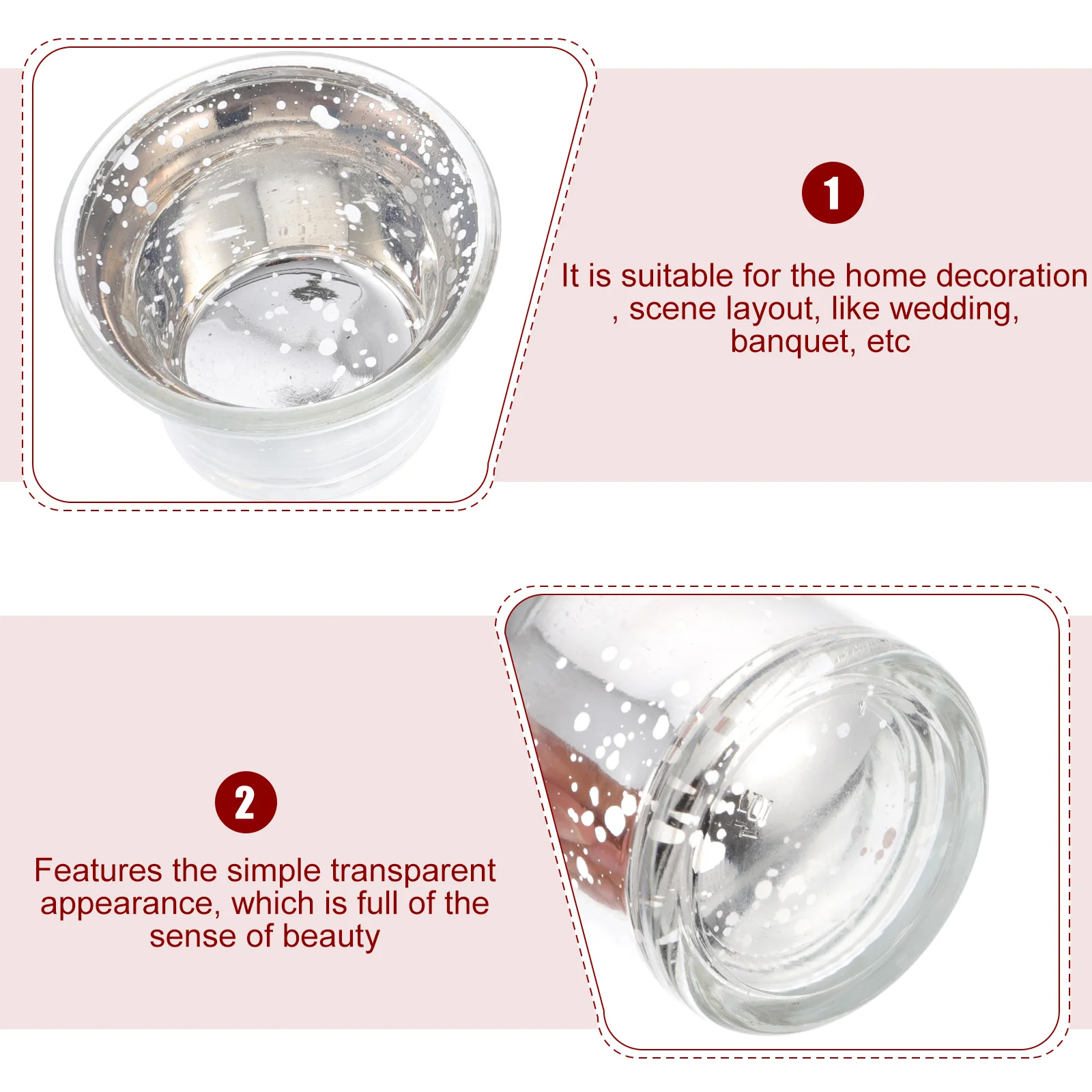 

6Pcs Holder Decor Glass Creative Cup Simple Style for Home Wedding Table Scene Layout Desktop Adornment