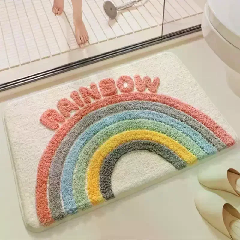 Faux-Cashmere Absorbent Non-Slip Floor Mat Cute, Soft, And Plush Household Rug For Bathrooms, Entrances, And Bedside Areas