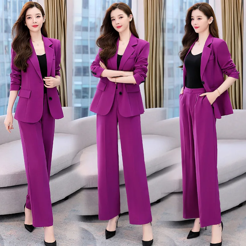 Fashion Casual Pants Suit the New Korean Pop Lapel Loose Pants Blouse Professional Suit Two-piece Women Elegant Set