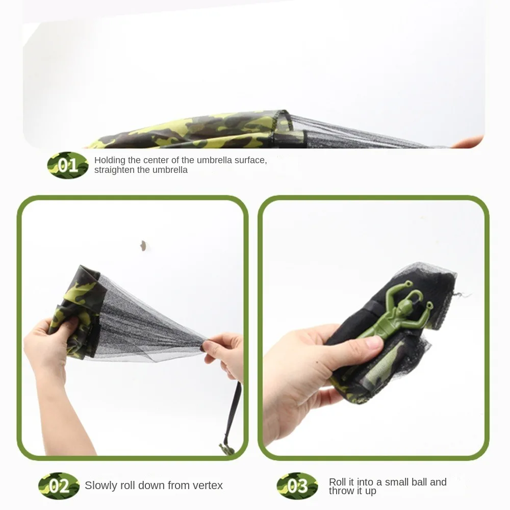 Novo brinquedo de pára-quedas sem bateria, montagem precisa, brinquedo de arremesso ao ar livre, lance de paraquedas, voando para