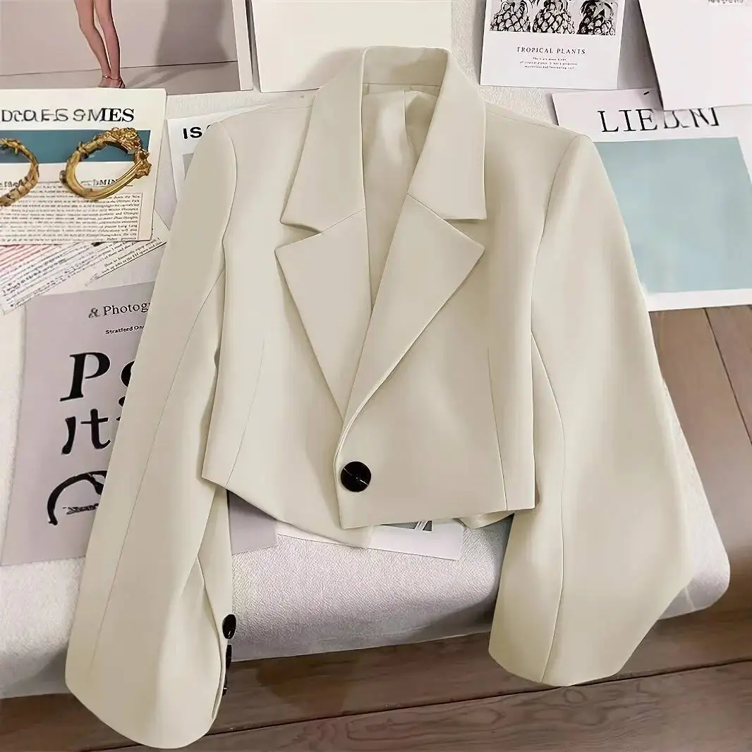 

Elegant Short Tailored Women's Suit Jacket Black Slim Fit Casual Style Spring Autumn New Arrival Fashionable Compact Size