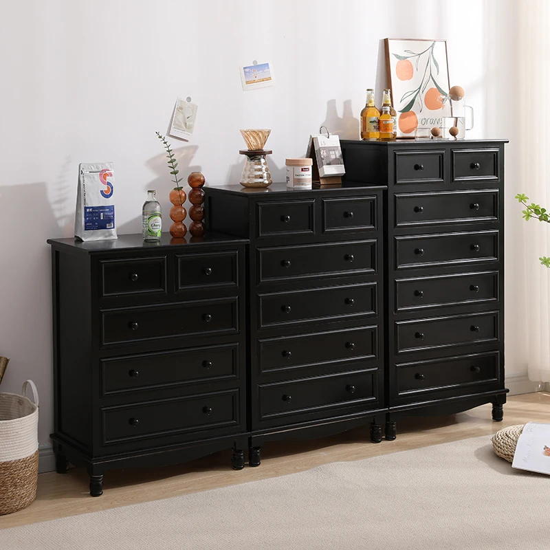 خزانة دلو من الخشب الصلب الأمريكي باللون الأسود وخزانة جانبية لتناول الطعام