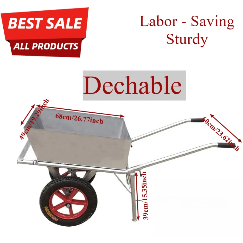 

Thickened Two-Wheeled Farm Handcart - Flatbed Tipper Cart for Orchard Construction Household Cargo Hauling