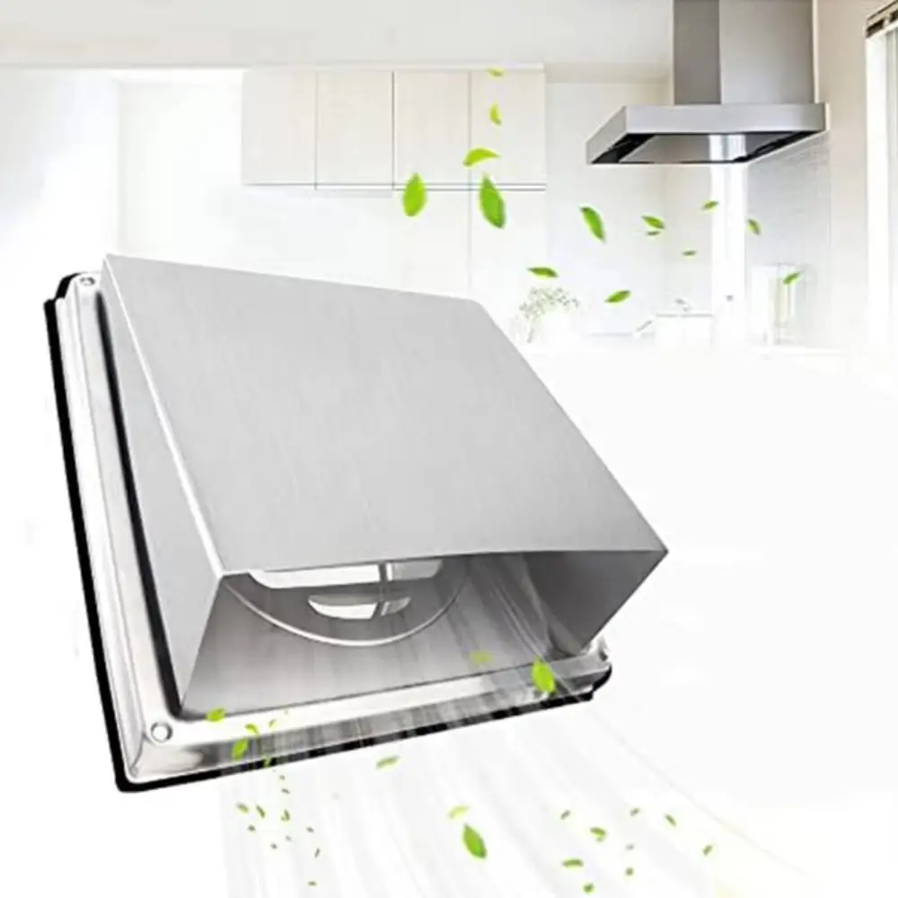 Stainless Steel Dryer Vent Cover Non-Return Flap Durable Extractor Wall Vent Black/Silver Square Outdoor Vent Outdoor Walls