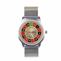 Relojes de cuarzo con patrón para hombre, pulsera negra de ruleta rusa, esfera Original DIY, hecha a medida, foto de esposa, carnaval familiar