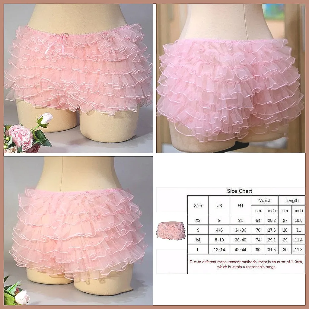 

Lace Ruffles Bloomers Shorts: Vintage Y2K Low Waist Pettipants with Bow for Women