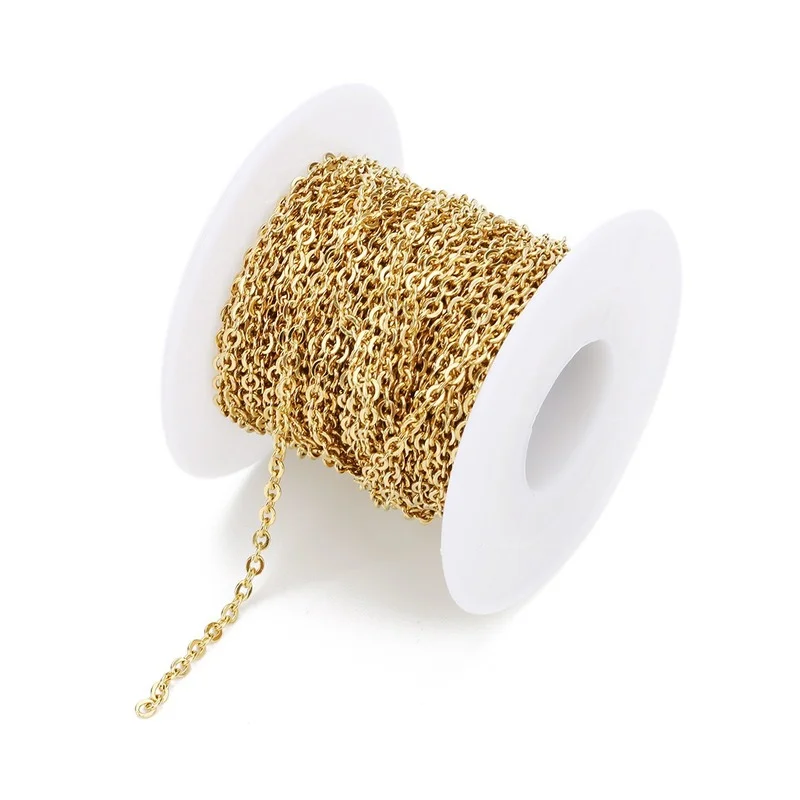 Correntes de Cabo de Aço Inoxidável para Colar, Cordão Dourado e Prata, Pulseira Artesanal DIY, Acessórios Jóias, 1m