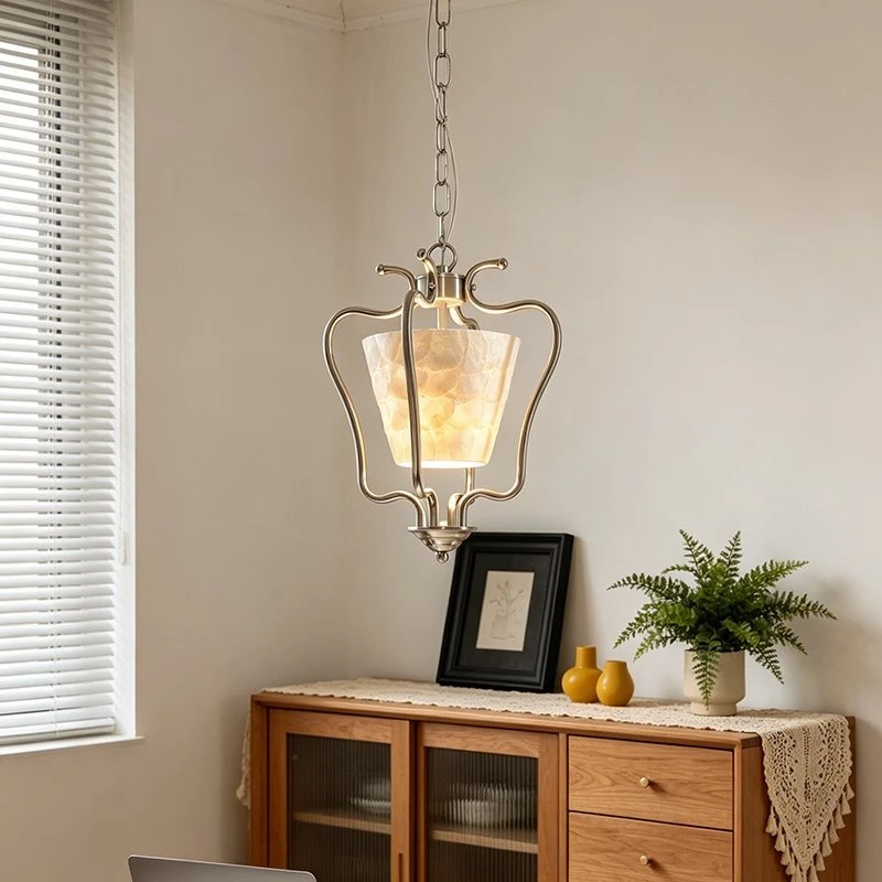 American Style Iron Shell Cloth Covered Pendant Light Living Room Bedroom Balcony Study Room Homestay Luxury Decoration Fixture