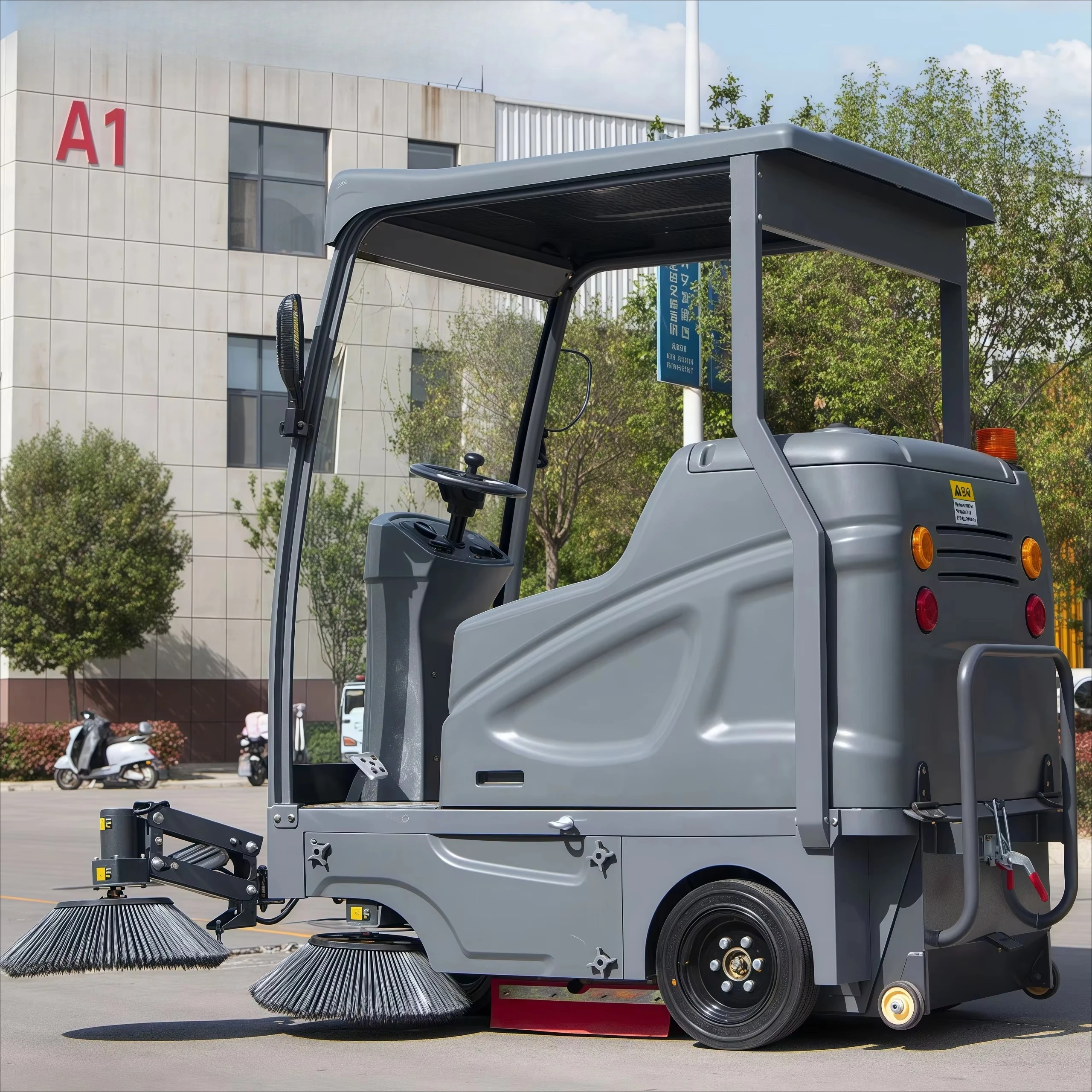 

Factory Electric Ride On Road Street Sweeper Industrial Floor Sweeper Cleaning Equipment Machine