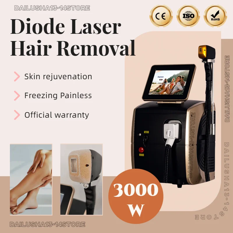 Latest Diode Laser Hair Removal Device Triple Wavelength 3000W Power Painless and Permanent 808nm 1064nm 755nm Alexandrit Laser