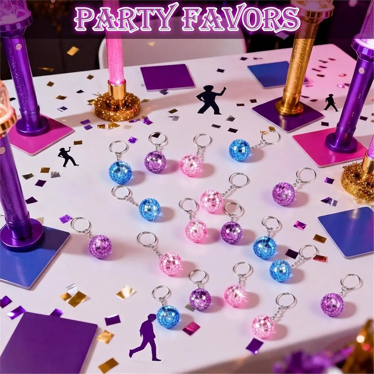 36 Pcs Disco Ball Keychain Bulk 1.18 InchParty Favors Bulk Mirror Disco Ball Keychain for 70s 80s Singer Birthday Gifts