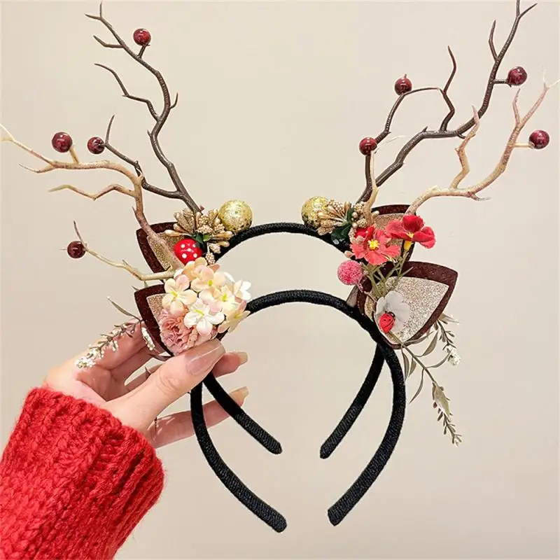 Christmas Antler Headband Fairy Flower Berry Tree Branch Cosplay Hairband Festival Party Props Christmas Headband DecorationbyKI