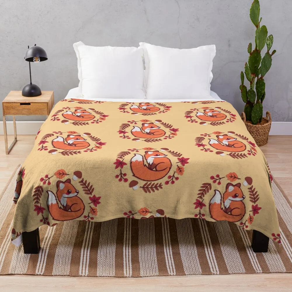 

Fox embroidery patch Throw Blanket Loose decorative Blankets