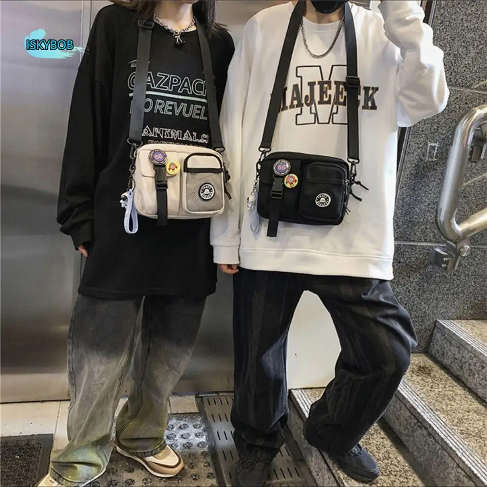 

Модная быстросохнущая парусиновая сумка на плечо с подвеской в стиле Харадзюку, мужская сумка через плечо, портативная сумка для монет, пакет для мобильного телефона, дорожная сумка