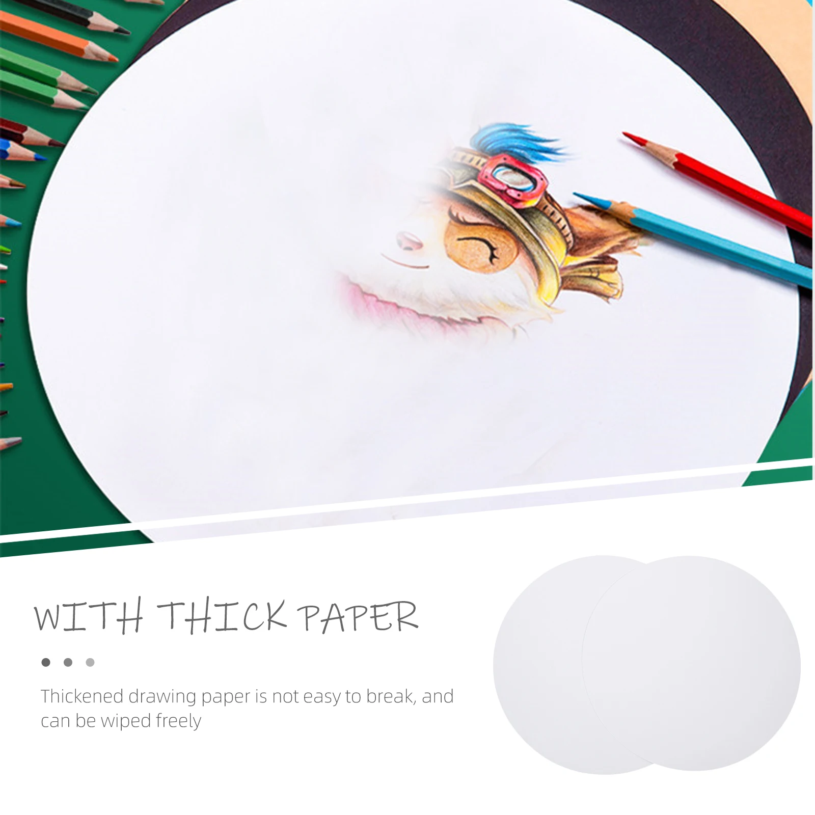 

50 pcs White Cardboard Watercolor Paper Cards Round for Painting Drawing DIY Greeting Scrapbook Kids Art Projects Smooth Edges
