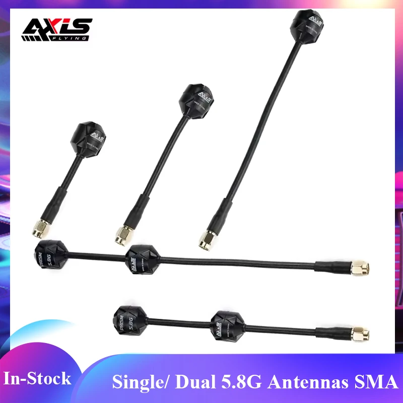 ​Axisflying Single/Dual 5.8GHz SMA Antennas (Gain: 2.1dBi) – Weatherproof Design for Outdoor FPV Drones​