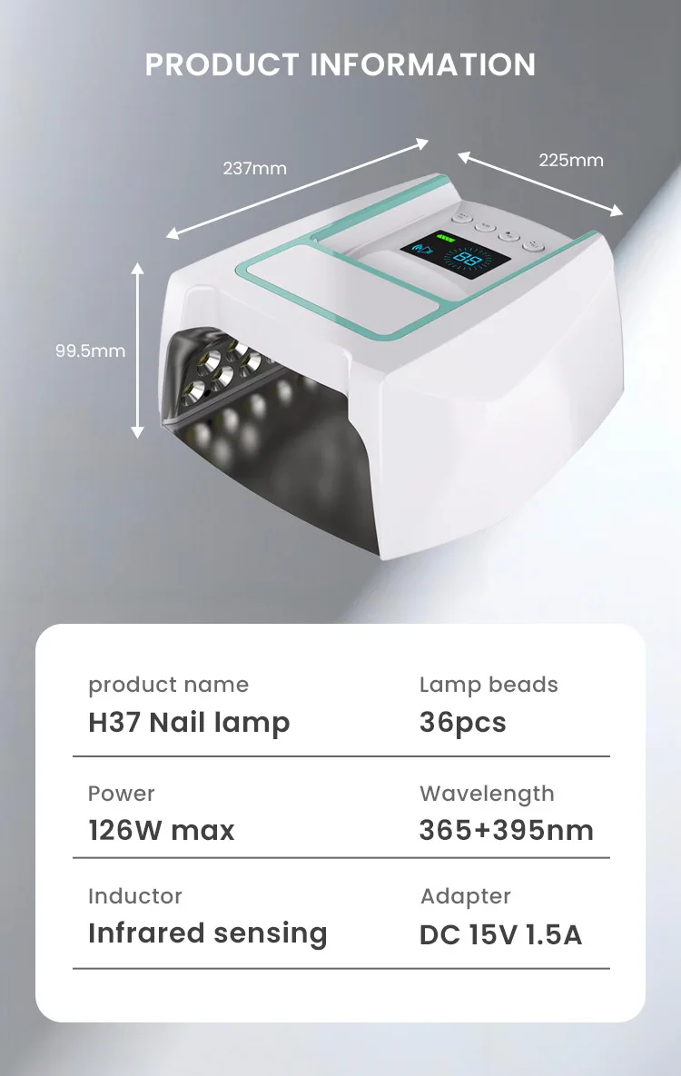 충전식 126w UV 램프 무선 코드리스 젤 폴리쉬 라이트 레드 LED 네일 램프 전문가용 매니큐어 살롱 네일 램프