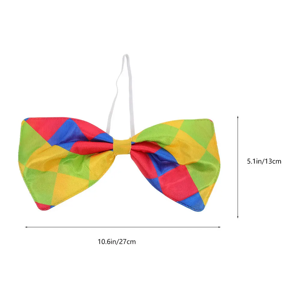 3Pcs Rainbow Clown Bow Tie Unisex Multicolor Fancy Bowknot for Birthday Parade Halloween Carnival Masquerade Performance Costume