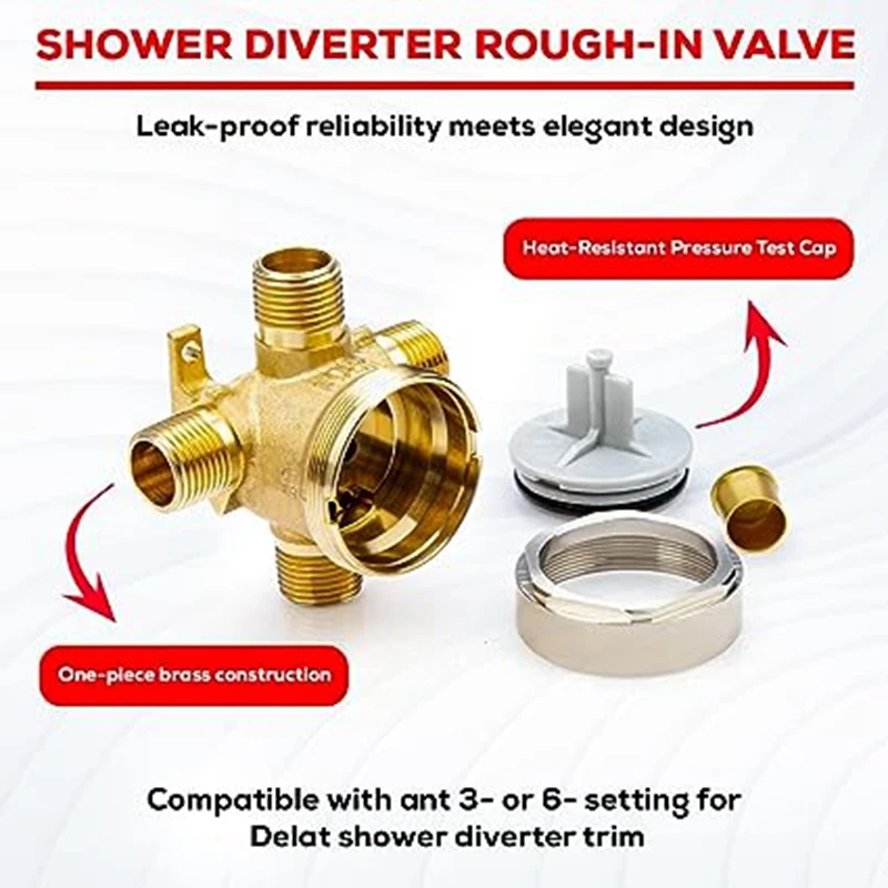 For Delta R11000 Concealed Valve Shower Diverter Valve Replacement Shower Diverter Rough Valve Durable Easy Install