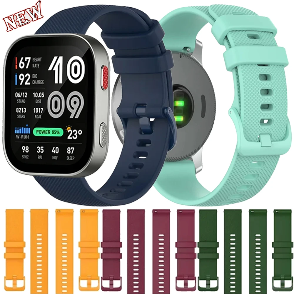 22mm 20mm Silicone Strap for Amazfit Bip Max 6 5/Balance 3 2 Breathable Adjustable for Amazfit Active Max 3/T-Rex3 Pro 48mm Band