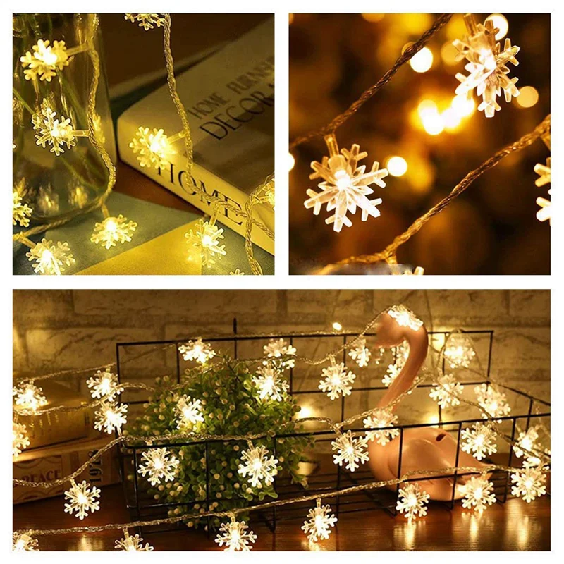 

3X 20LED Snowflake String Light Christmas Garland Fairy LED Ball Light Lanterns Xmas Outdoor Party Decor Battery Power-B61B