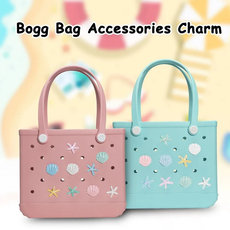 Beach Charms Bogg Bag Accessories EVA Rubber Handbag Fashion Waterproof Women Basket Pins Shell Buckles Badge Jelly Sac Bogg Bag