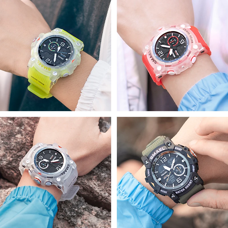 SMAEL-reloj de moda para hombre, cronógrafo resistente a los golpes, resistente al agua hasta 50M, para nadar, novedad de 8007