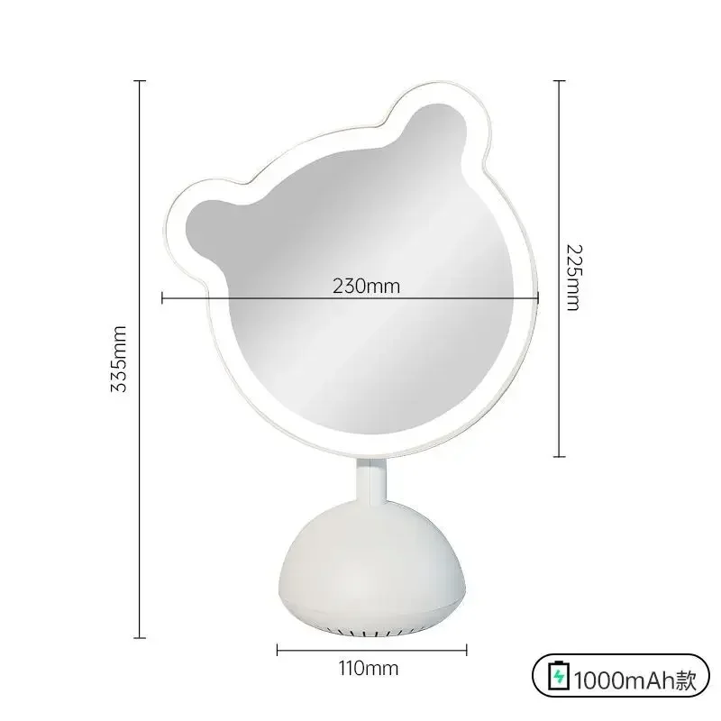 LED mini crooked neck bear desktop makeup mirror with lamp fill light desktop mirror intelligent luminous vanity mirror