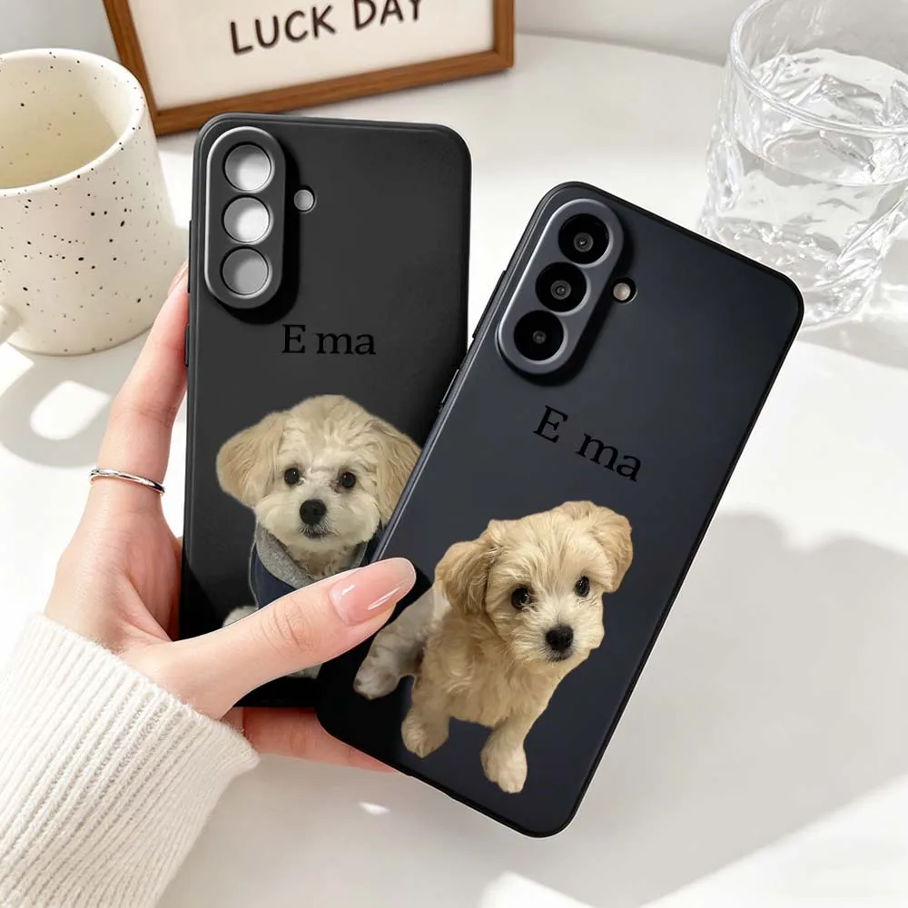 Cartoon Dog Couple Design Phone Case For Samsung Note 20 10 A73 A72 A71 A56 A55 A54 A53 A52 A51 A42 A41 A36 A35 A34 Black