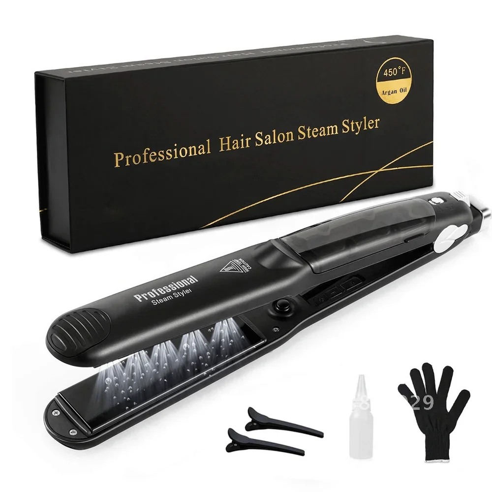 Steam Hair Straightener Professional Ceramic Vapor Flat Iron Treatment Fast 450℉ Argan Oil Care Tools Heat Hair