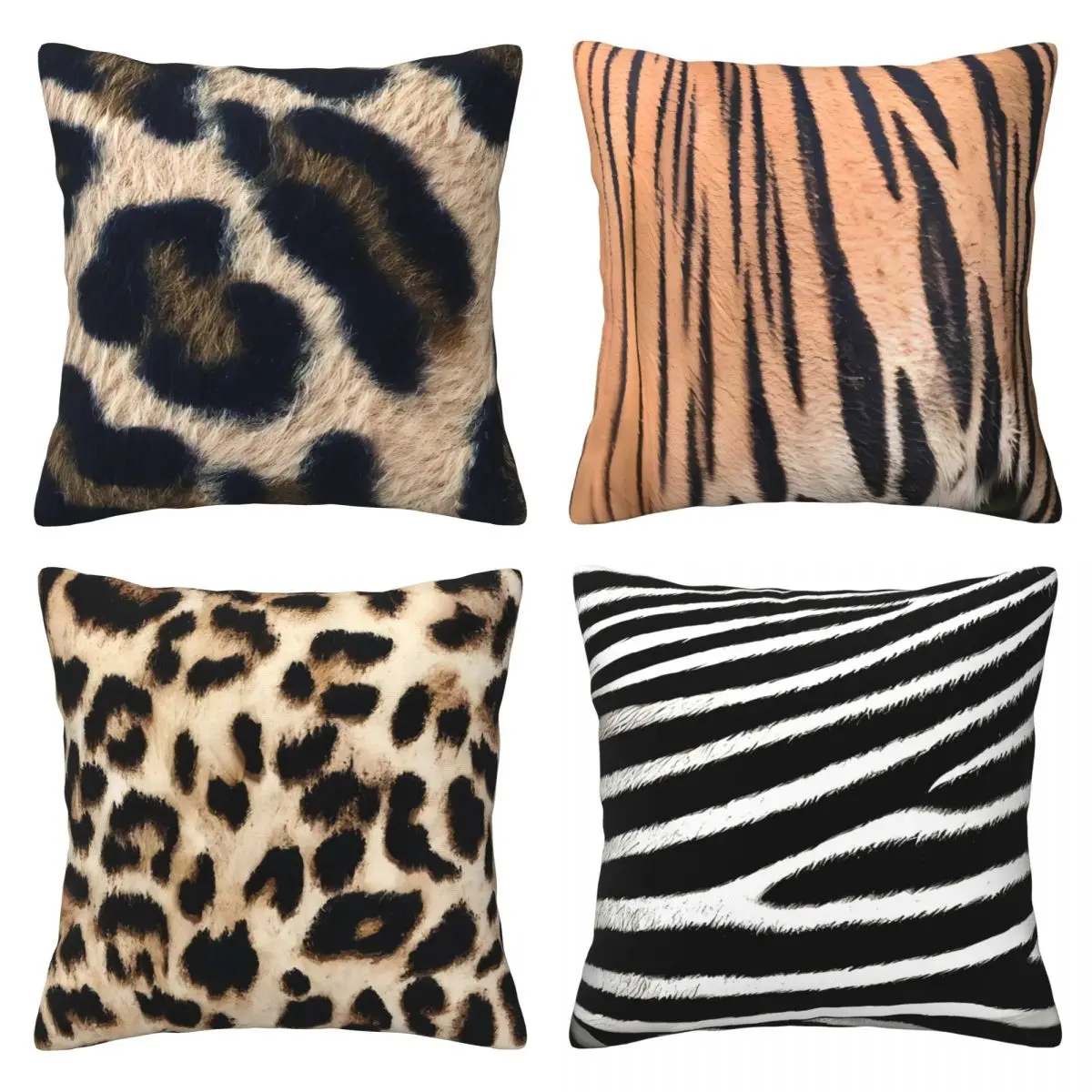 High-grade polyester plush cloth leopard print animal print tiger print home plush sofa pillow cover