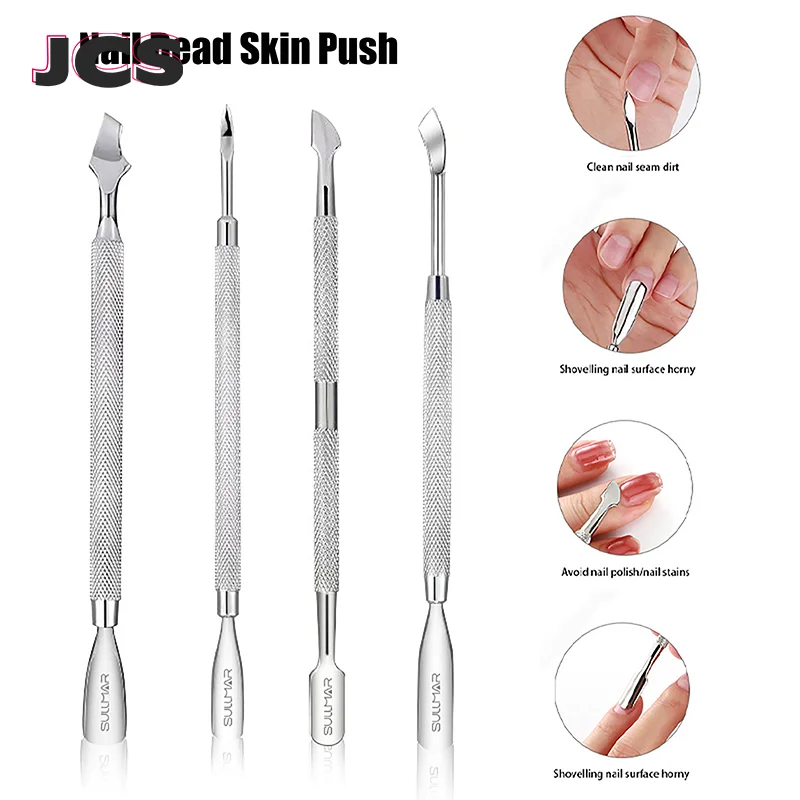 

1PCS Stainless Steel Double-ended Cuticle Pusher Nail Dead Skin Push Remover For Pedicure Manicure Nail Art Cleaner Care Tool