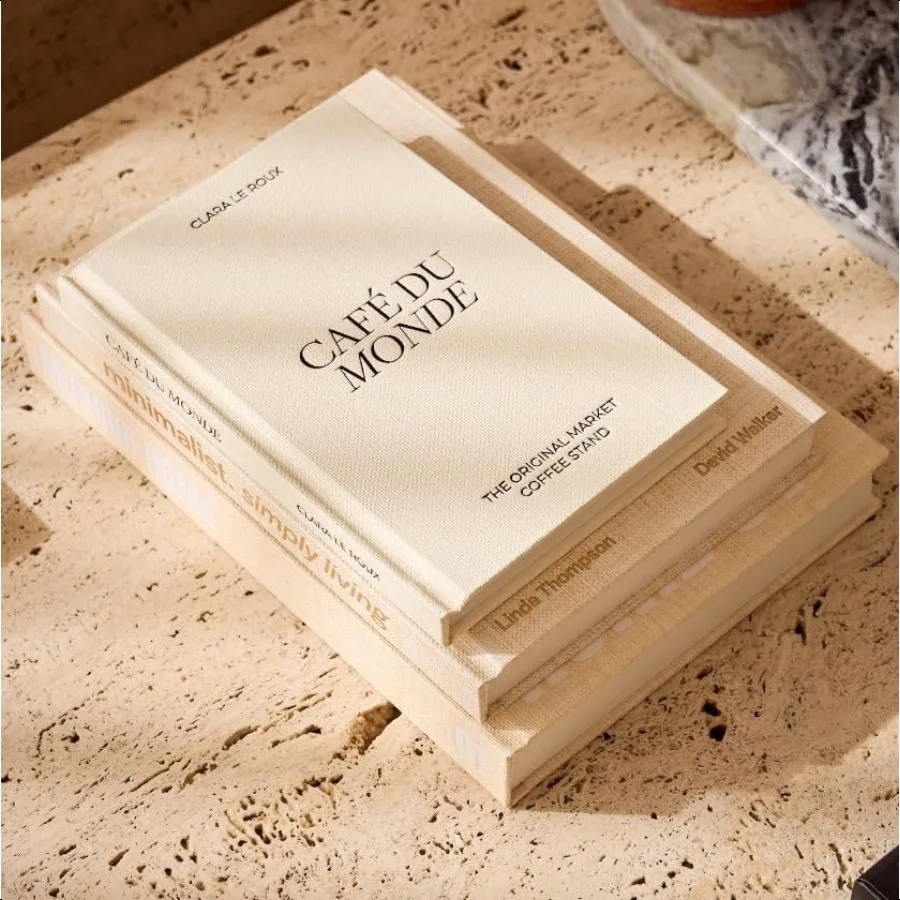 Fake Books for Decoration Set of 3 Coffee Table Books Neutral Beige Home Decor Black White Coffee Table Removable Covers with R
