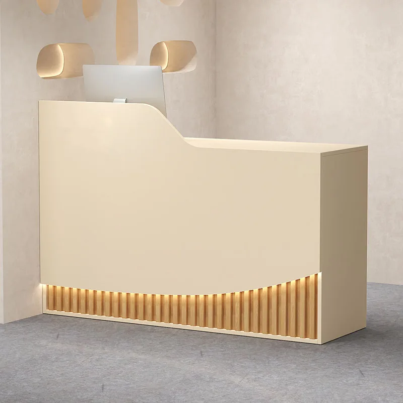 

Customized Modern Reception Counter Simple Design Italian Style Reception Desk Creative Storage Theke Empfang Office Furniture