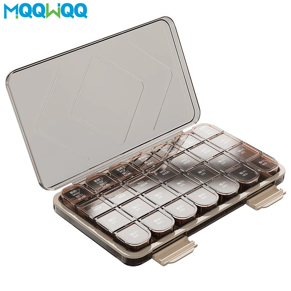 

Weekly Pill Organizer 3/4 Times a Day,Daily Pill Box 7 Day,Large Travel Pill Case with 21/28 Compartment to Vitaminm Supplement