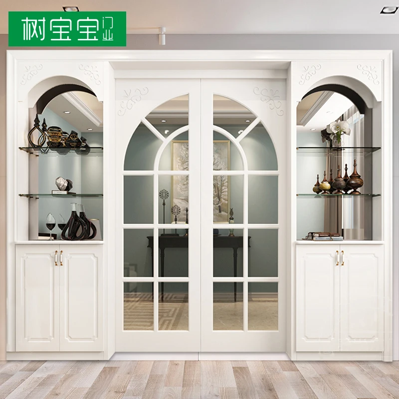 Integrate living room with wine cabinet, partition cabinet and glass door for indoor household use