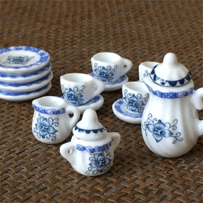 Dollhouses Accessories 1 12 Scale Miniature Porcelains Flower Toy Cup Set