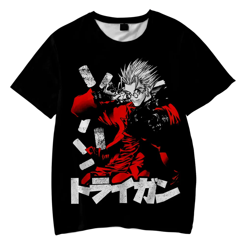 Trigun Stampede เสื้อยืดผู้ชายแขนสั้นคอกลมสำหรับทุกเพศ, เสื้อเชิ้ต Anime เสื้อยืด3D มังงะสไตล์ฮาราจูกุใหม่เสื้อผ้าแนวสตรีท