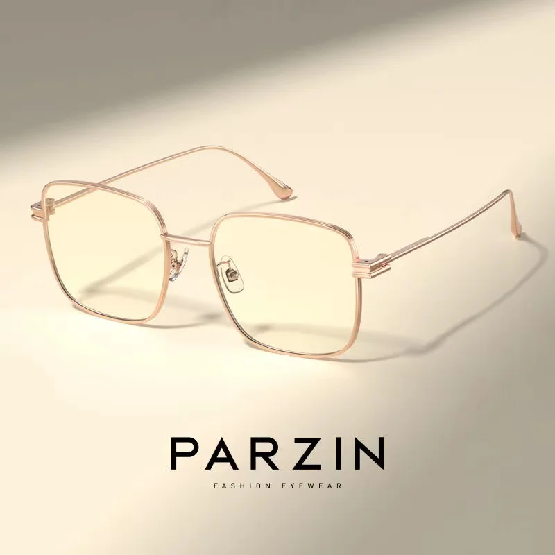 PARZIN Computer Glasses Alloy Oversized Glasses Frame Men Prescription Eyeglasses  Women Myopia Optical Frame  Eyewear 15828