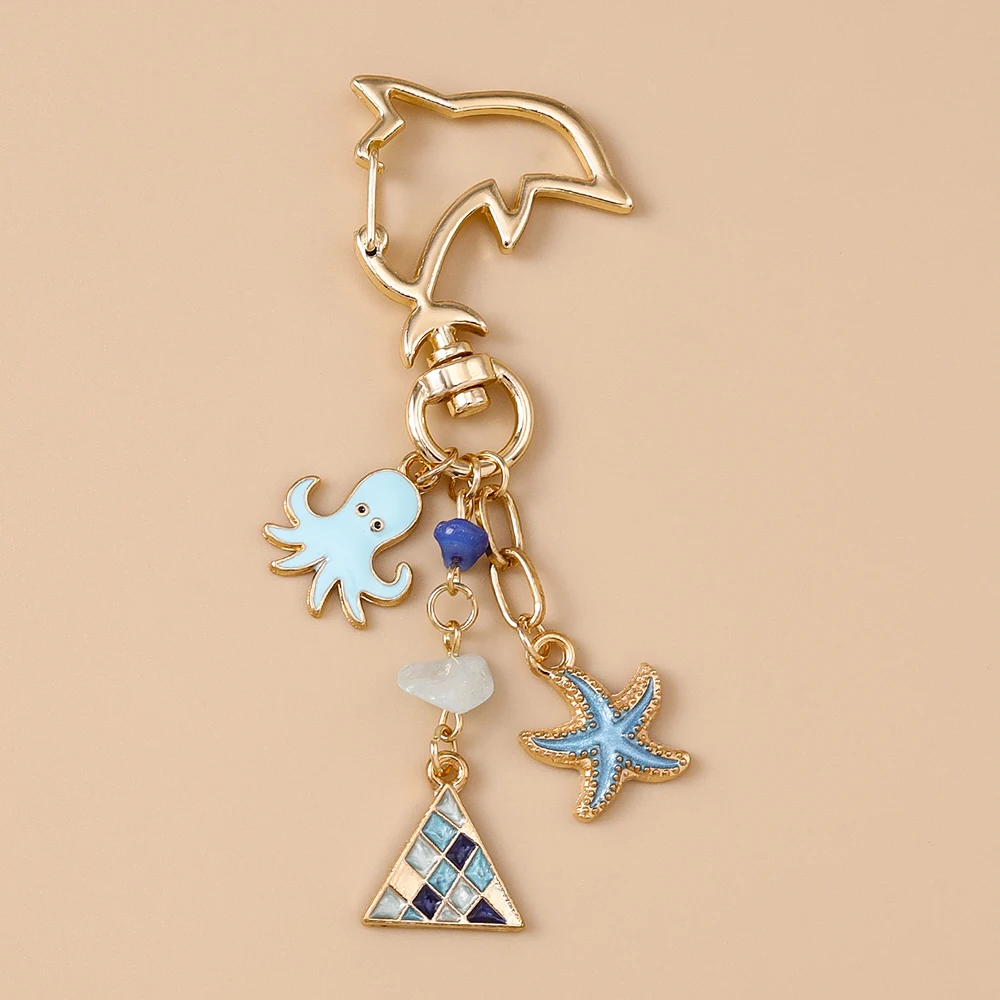 Aihua Niedlicher Schlüsselanhänger, bunt, Strand, Oktopus, Seestern, Muschel, Muschel, Schlüsselanhänger, Ketten, Meer, Souvenir, Geschenke für Frauen und Mädchen, DIY-Schmuck – Detail 5
