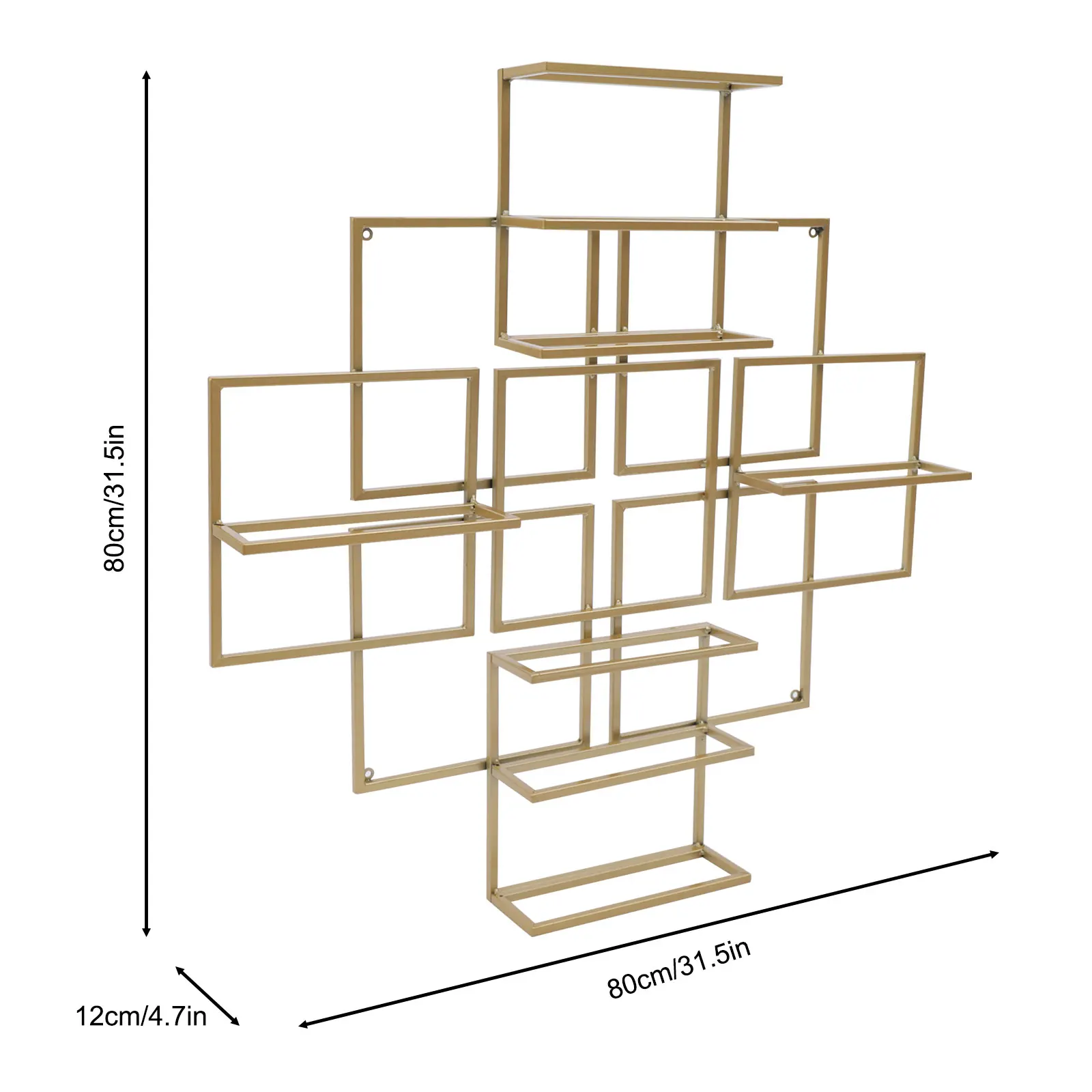 Wall Mount Wine Rack Storage Bottle Organizer Bar Shelf Storage Organizer（Gold）