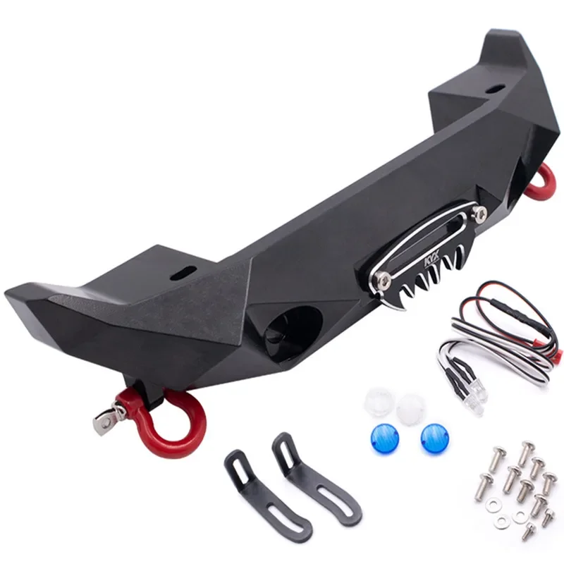 KYX Racing Metal Front Bumper w/ Lights Lamp Upgrades Parts Accessories for 1/10 RC Crawler Car Axial SCX10 II 90046 90047