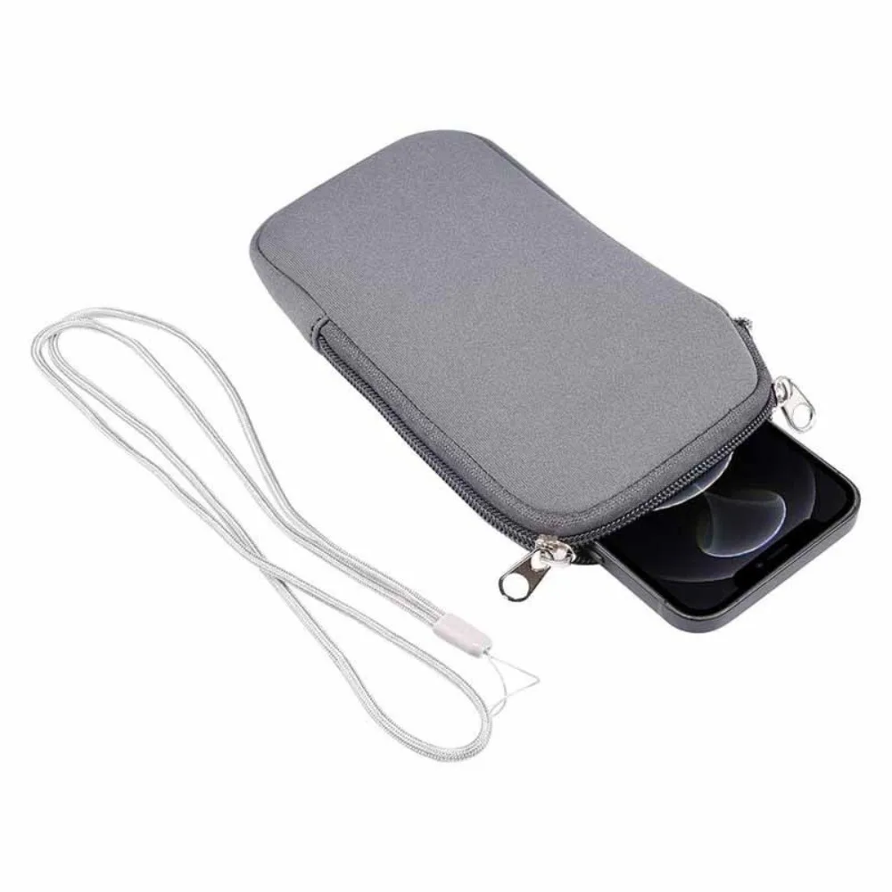 Solid Color Portable Travel Storage Pouch Universal Neoprene Mobile Phone Bag Shockproof Zipper Cellphone Storage Bag