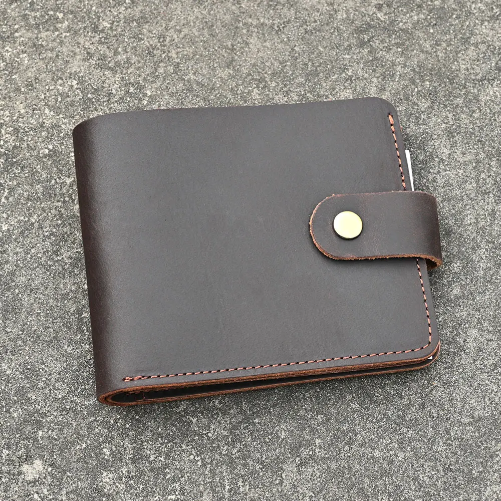 

Men's Crazy Horse Leather Wallet - Bifold Genuine Leather Purse (11x9.5cm) with Coin Pocket & Credit Card Slots