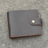 Men's Crazy Horse Leather Wallet - Bifold Genuine Leather Purse (11x9.5cm) with Coin Pocket & Credit Card Slots