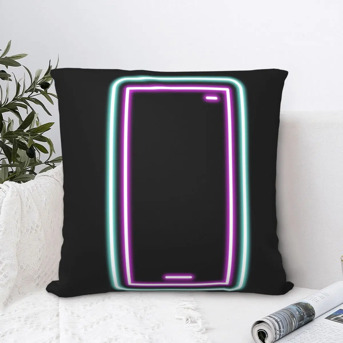 

Неоновая квадратная наволочка для смартфона, наволочка из полиэстера, бархатная Подушка на молнии, декоративная комфортная наволочка для дома и автомобиля